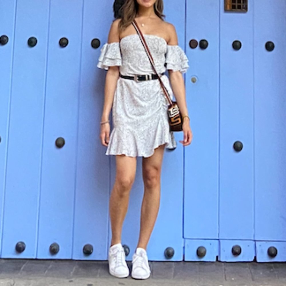 Missguided Polka Dot Off Shoulder Dress
